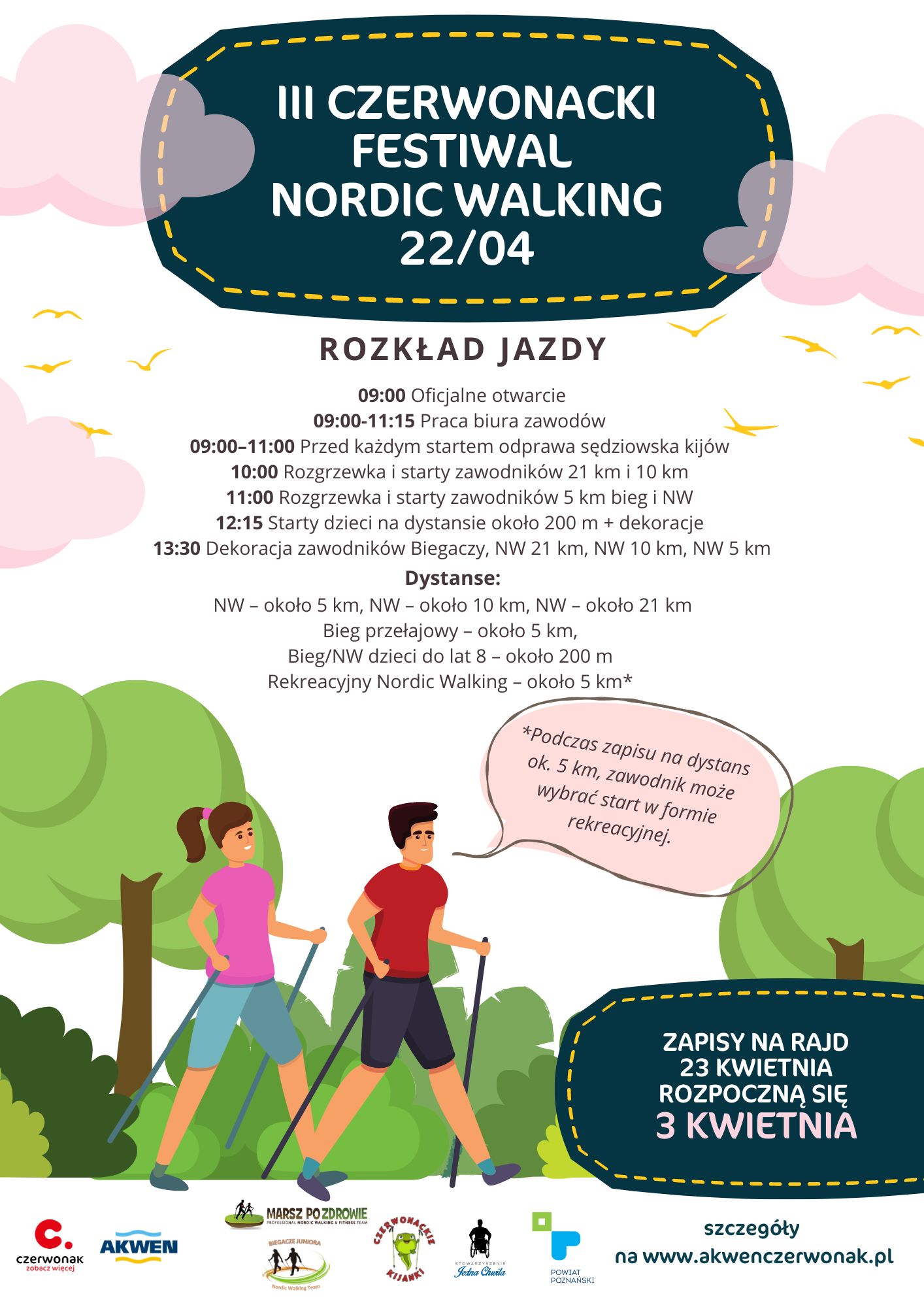 ilustracja wpisu - podane informacje dotyczące szczegółow zawodów nordic walking