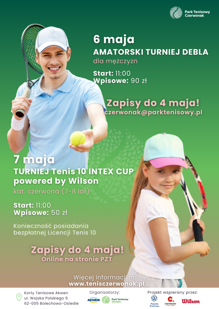 plakat ilustrujący wpis przedstawiający tenisistę i dziewczynkę z rakietą